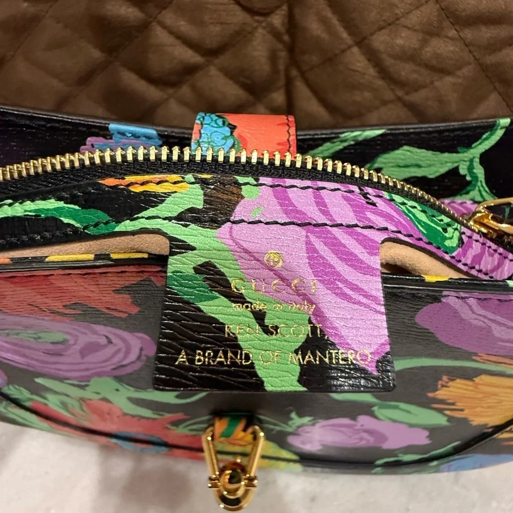 Gucci X Ken Scott New Shangai Calfskin Floral Print Small Jackie 1961 Hobo